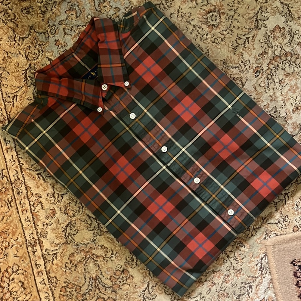 RALPH LAUREN Size 2XL Tall Classic ButtonFront Oxford 100% Cotton Logo Preppy